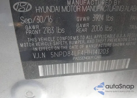 2017 Hyundai Elantra Se из США, поврежденный, VIN 5NPD84LF4HH141203